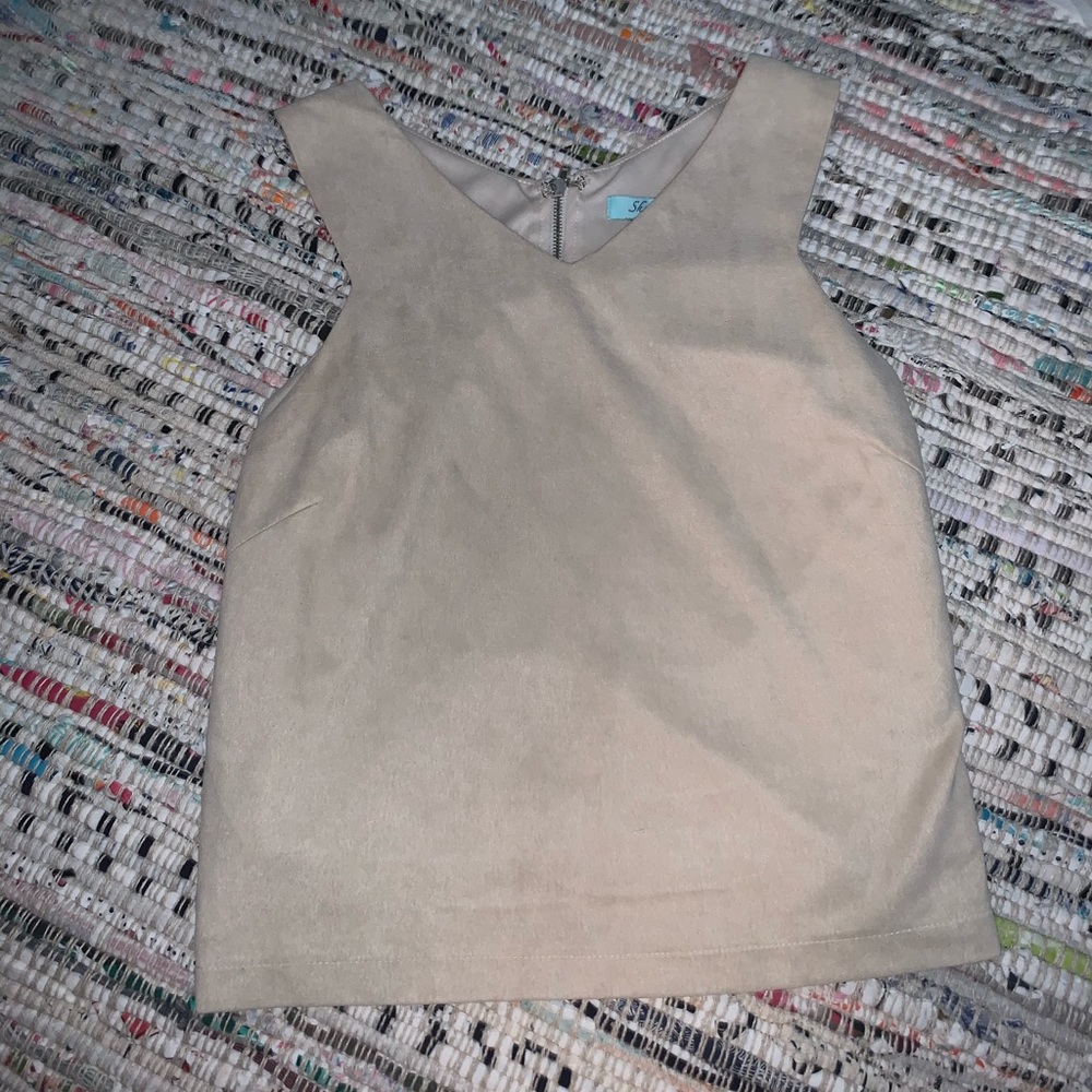 She + sky nude velvet crop tank